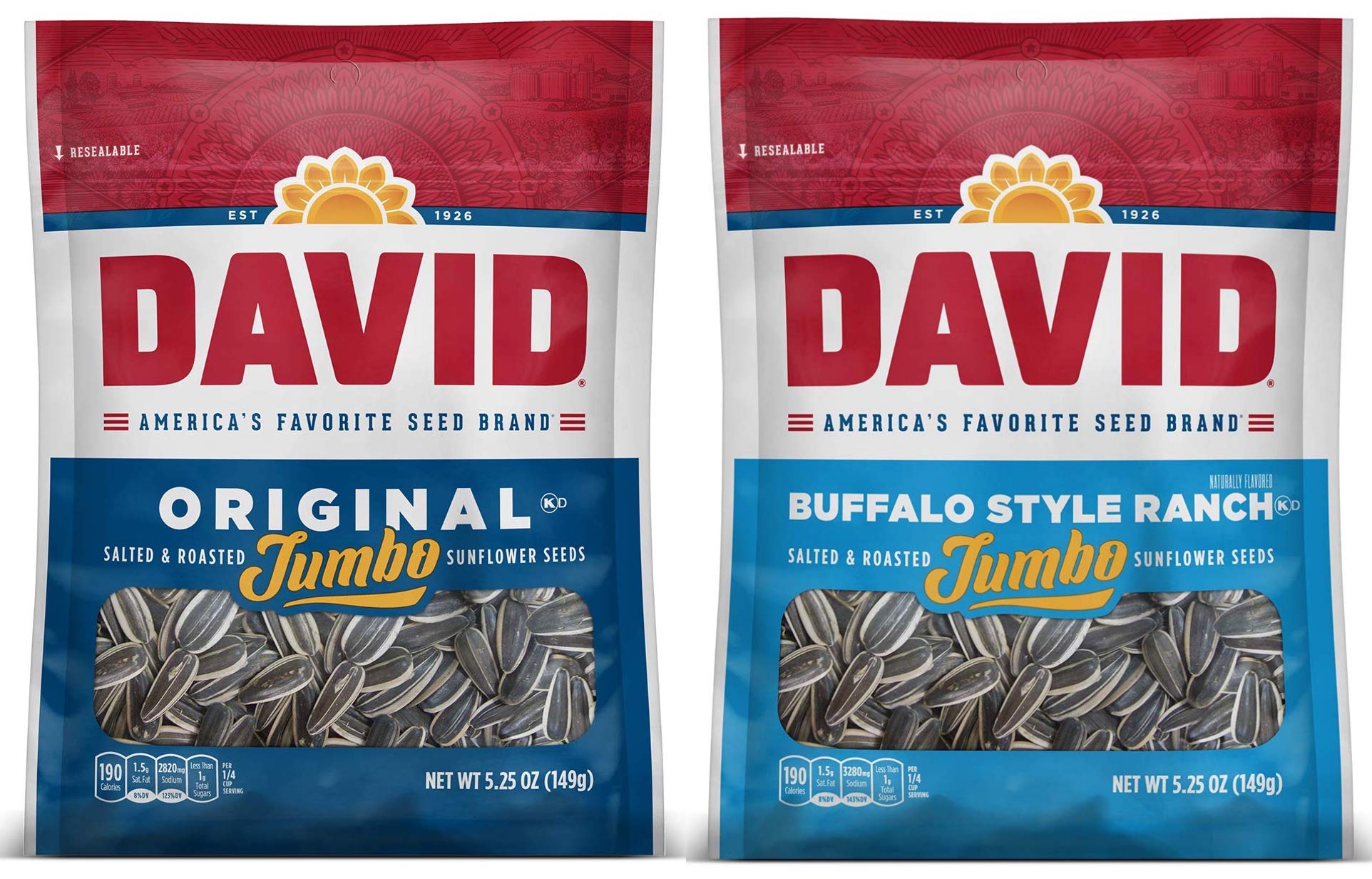 S1321 David Salted & Roasted Sunflower Seeds JUMBO 5.25oz