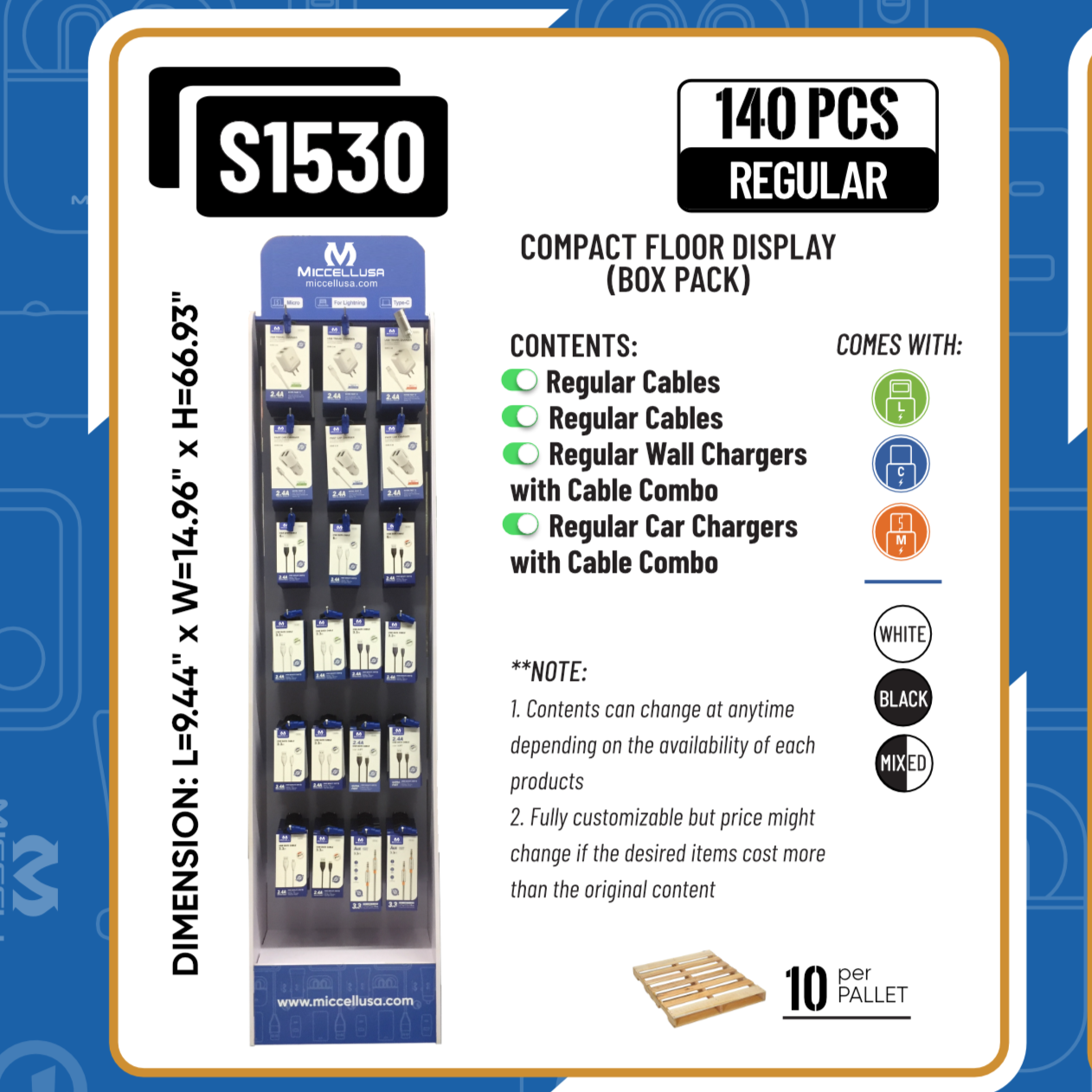 S1530 Miccell Compact Floor Display (140 pieces) (Bundle)