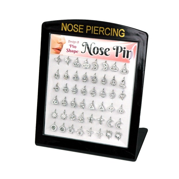 S2584 Nose Stud Pins #B Pin-Shape Gold / Silver 48 Pcs