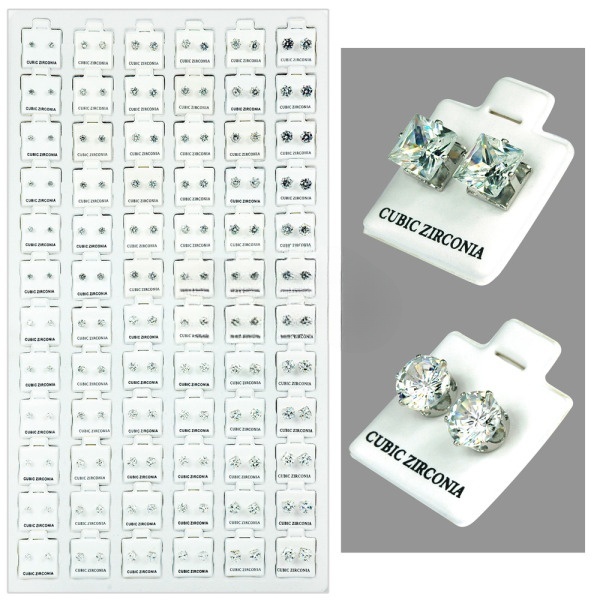 S2600 CUBIC ZIRCONIA RHODIUM 72pc REFILL TRAY