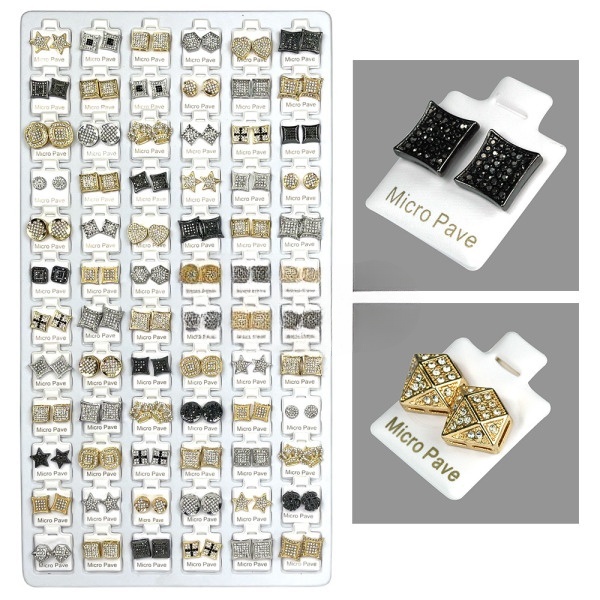 S2604 MicroPave Multiple Stud Earring Refill Tray 72 Pc